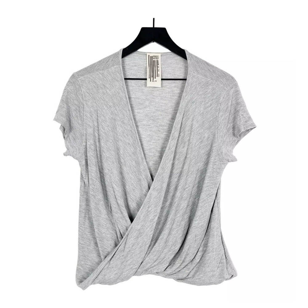 Free People Small S Drape Stretch Spandex Jersey Knit Tee Top Shirt Heather Gray
